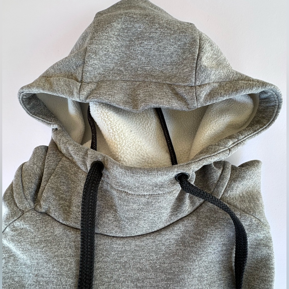 Nike Dri Fit Therma Fleece Running Turtleneck Big Swoosh Grey Pullover Hoodie XL - Picture 5 of 14